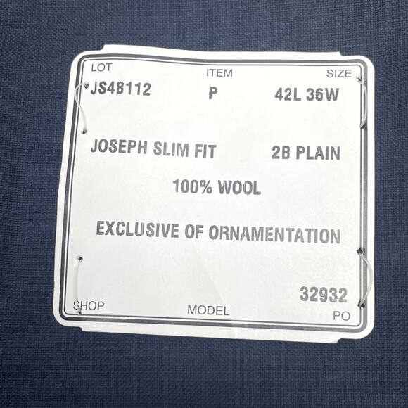 Joseph Jos A Bank Mens 36Wx38L Slim Fit Wool Navy Dress Pants Flat Front No Hem - Picture 2 of 8